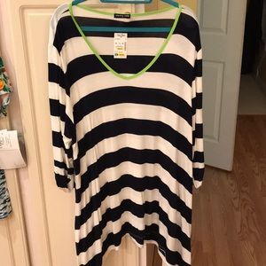 Cha cha Vente navy/white striped long blouse.